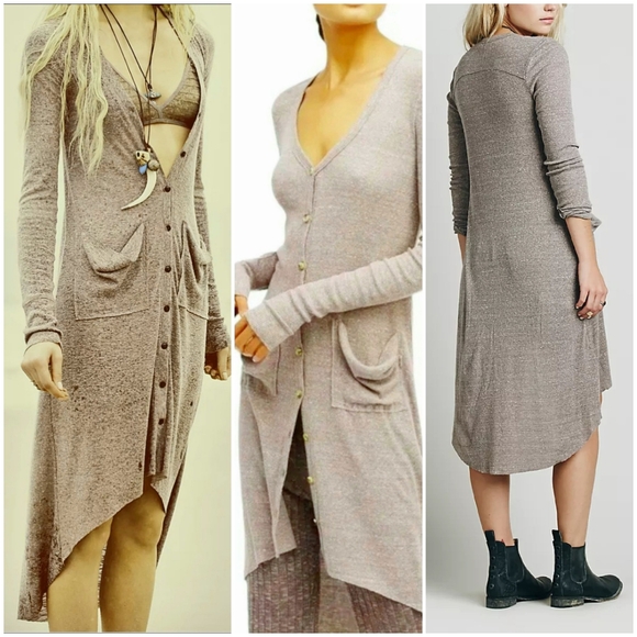 Free People Beach Ribbed Up Maxi Cardigan Sweater Size Large - Picture 1 of 13